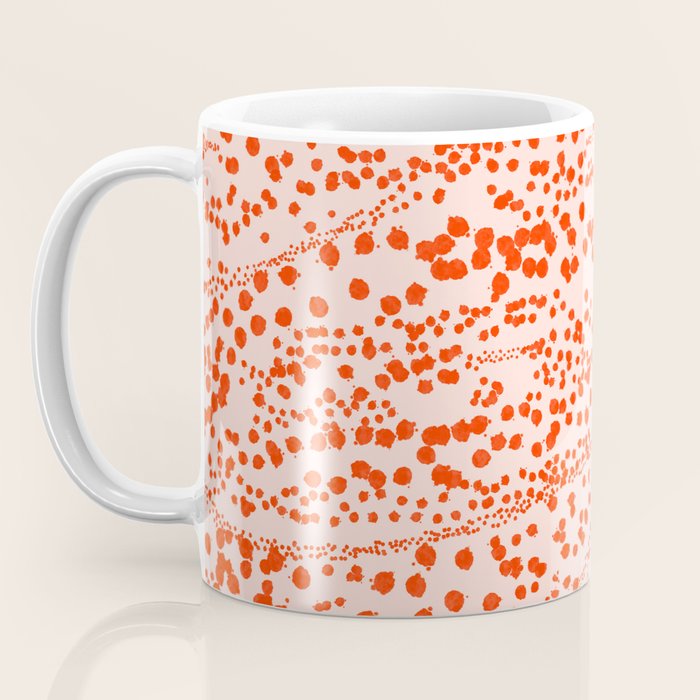 Abstract Ink Blot Strata Pattern in Persimmon Orange Coffee Mug Gallery Image 3