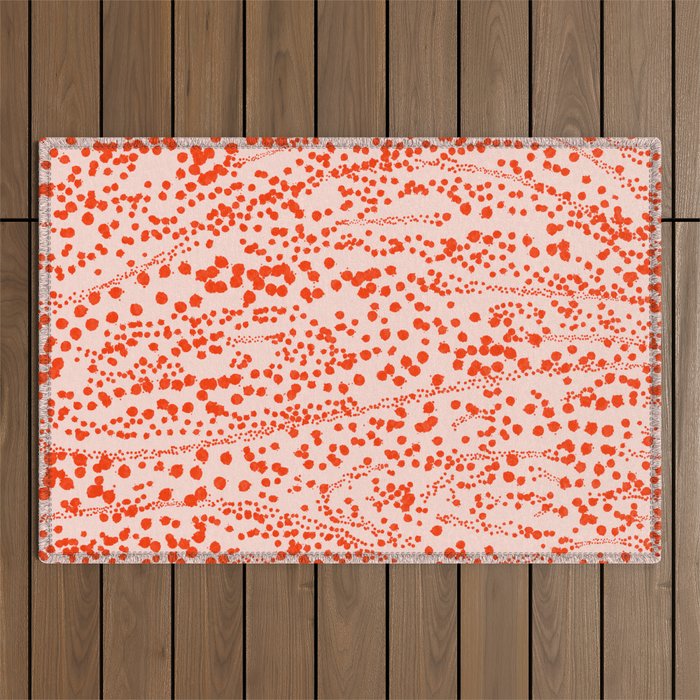 Abstract Ink Blot Strata Pattern in Persimmon Orange Outdoor Rug Gallery Image 1