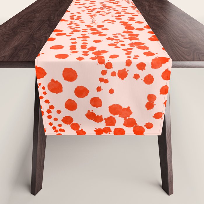 Abstract Ink Blot Strata Pattern in Persimmon Orange Table Runner Gallery Image 1