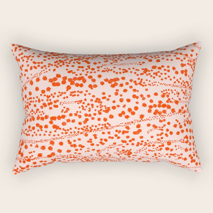 Abstract Ink Blot Strata Pattern in Persimmon Orange Rectangular Pillow Gallery Image 2