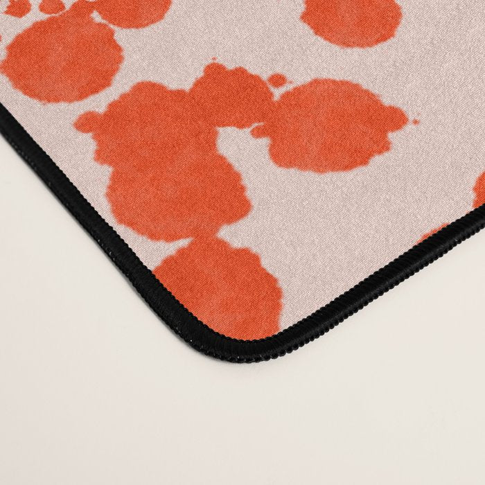Abstract Ink Blot Strata Pattern in Persimmon Orange Desk Mat Gallery Image 4