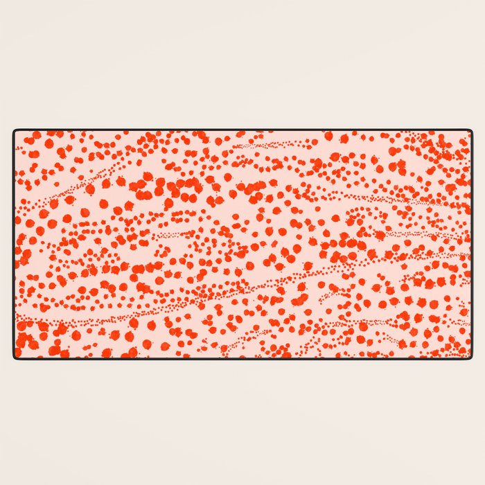 Abstract Ink Blot Strata Pattern in Persimmon Orange Desk Mat Gallery Image 3