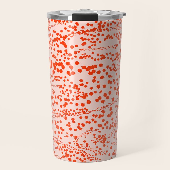 Abstract Ink Blot Strata Pattern in Persimmon Orange Travel Mug Gallery Image 1