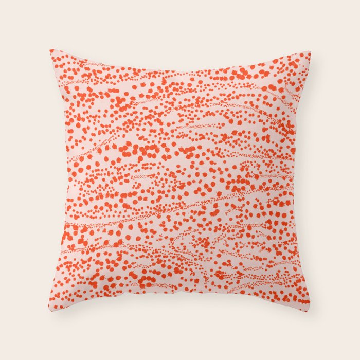 Abstract Ink Blot Strata Pattern in Persimmon Orange Throw Pillow Gallery Image 1