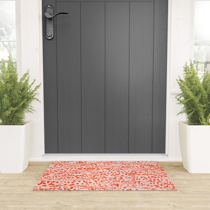 Abstract Ink Blot Strata Pattern in Persimmon Orange Welcome Mat Gallery Image 3