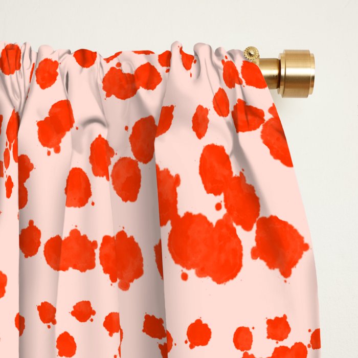 Abstract Ink Blot Strata Pattern in Persimmon Orange Window Curtain Gallery Image 2