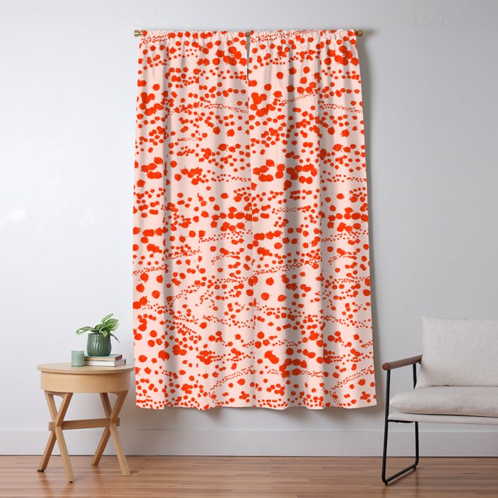 Abstract Ink Blot Strata Pattern in Persimmon Orange Window Curtain Gallery Image 5
