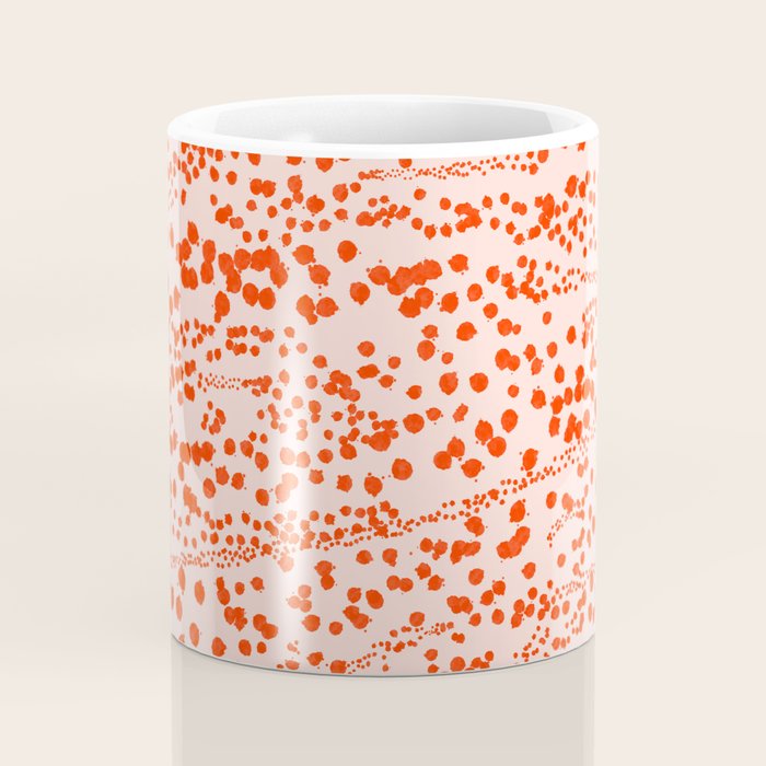 Abstract Ink Blot Strata Pattern in Persimmon Orange Coffee Mug Gallery Image 4
