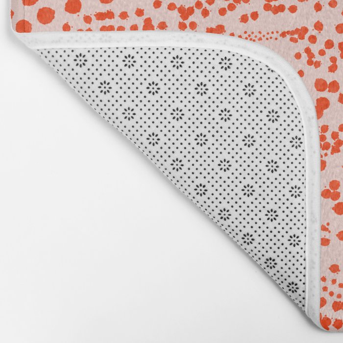 Abstract Ink Blot Strata Pattern in Persimmon Orange Bath Mat Gallery Image 2