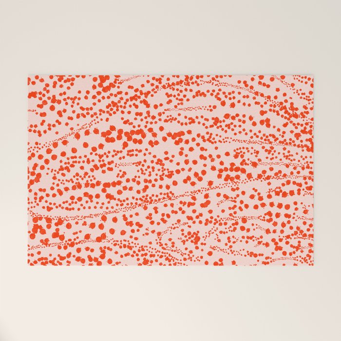 Abstract Ink Blot Strata Pattern in Persimmon Orange Welcome Mat Gallery Image 1