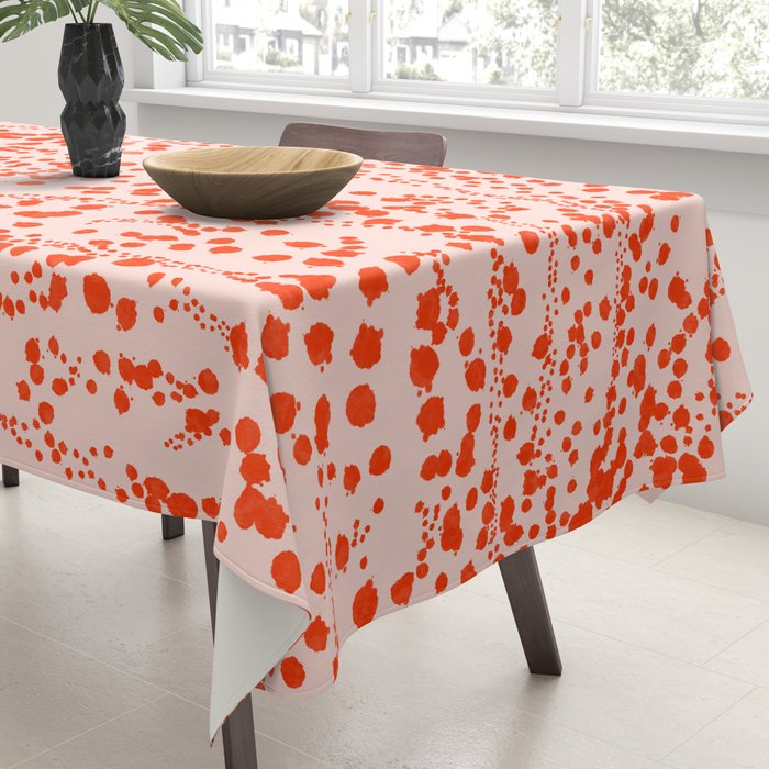 Abstract Ink Blot Strata Pattern in Persimmon Orange Tablecloth Gallery Image 3