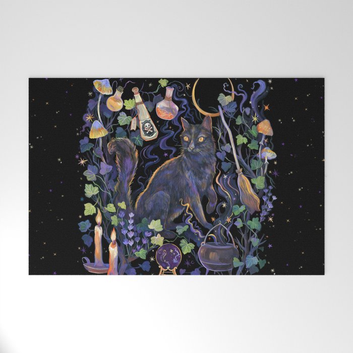 Black Cat Welcome Mat Gallery Image 1