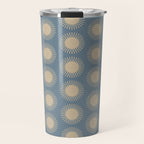 Boho Summer Sun Pattern XVII Blue and Beige Travel Mug Gallery Image 1