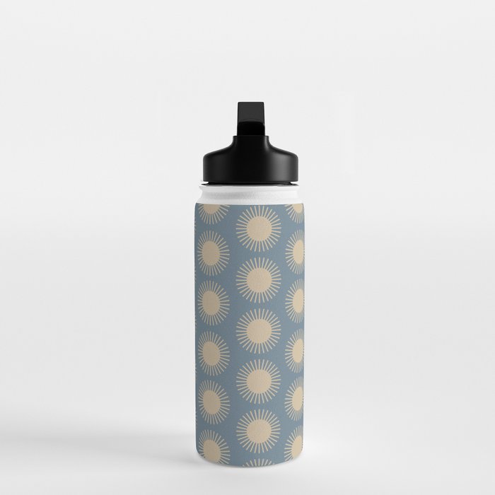 Boho Summer Sun Pattern XVII Blue and Beige Water Bottle Gallery Image 3
