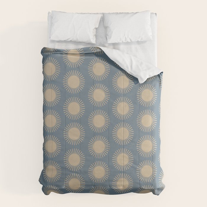 Boho Summer Sun Pattern XVII Blue and Beige Comforter Gallery Image 6