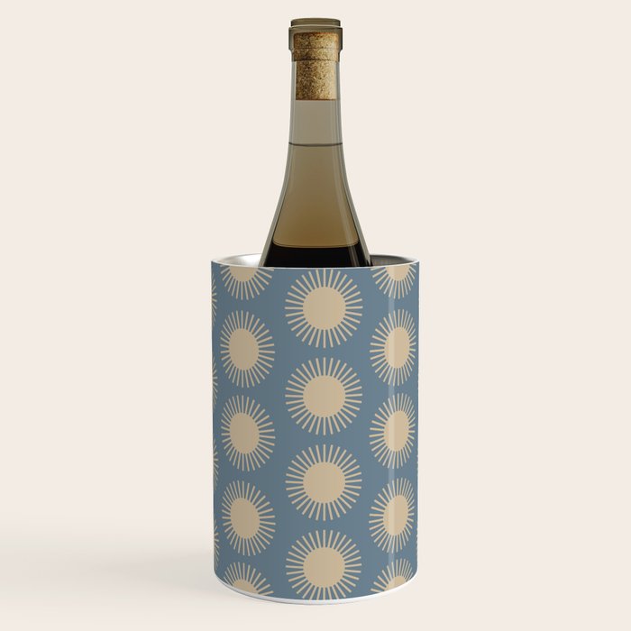 Boho Summer Sun Pattern XVII Blue and Beige Wine Chiller Gallery Image 3