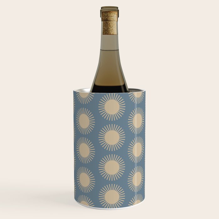 Boho Summer Sun Pattern XVII Blue and Beige Wine Chiller Gallery Image 2