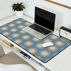 Boho Summer Sun Pattern XVII Blue and Beige Desk Mat Gallery Image 2
