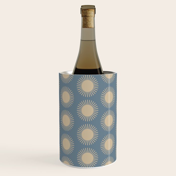 Boho Summer Sun Pattern XVII Blue and Beige Wine Chiller Gallery Image 1