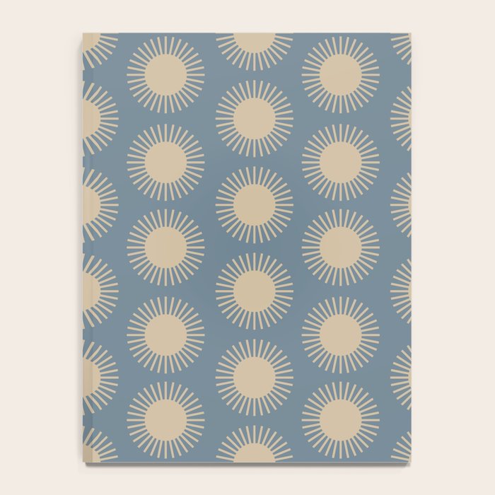 Boho Summer Sun Pattern XVII Blue and Beige Notebook Gallery Image 4