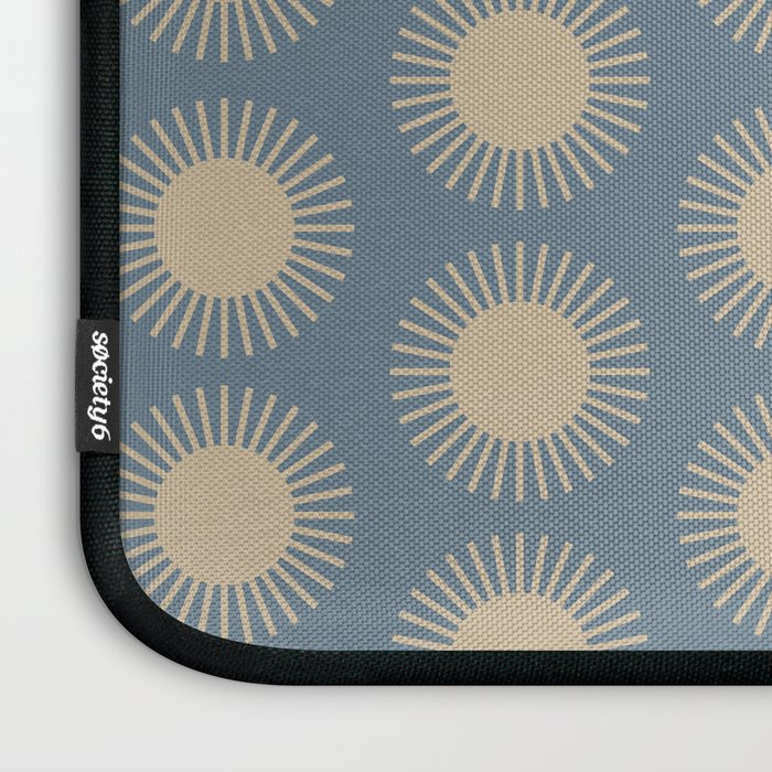 Boho Summer Sun Pattern XVII Blue and Beige Laptop Sleeve Gallery Image 3