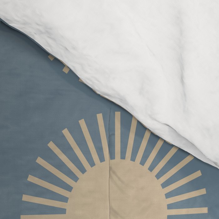 Boho Summer Sun Pattern XVII Blue and Beige Comforter Gallery Image 4