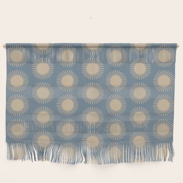 Boho Summer Sun Pattern XVII Blue and Beige Wall Hanging Gallery Image 1