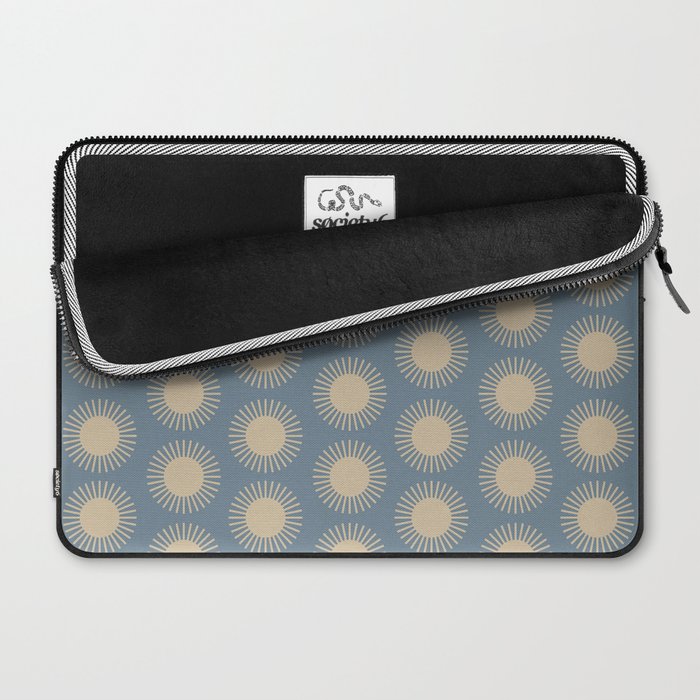 Boho Summer Sun Pattern XVII Blue and Beige Laptop Sleeve Gallery Image 2