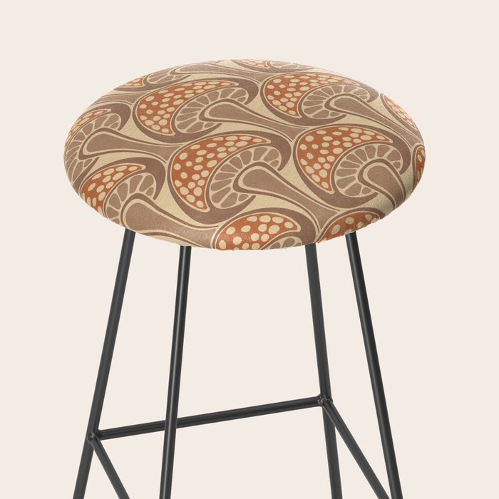 Art Nouveau Mushrooms - taupe and rust Stool Gallery Image 2