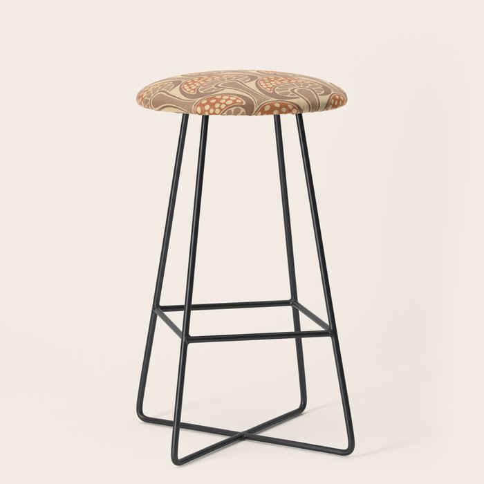 Art Nouveau Mushrooms - taupe and rust Stool Gallery Image 1
