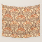 Art Nouveau Mushrooms - taupe and rust Wall Tapestry Gallery Image 4