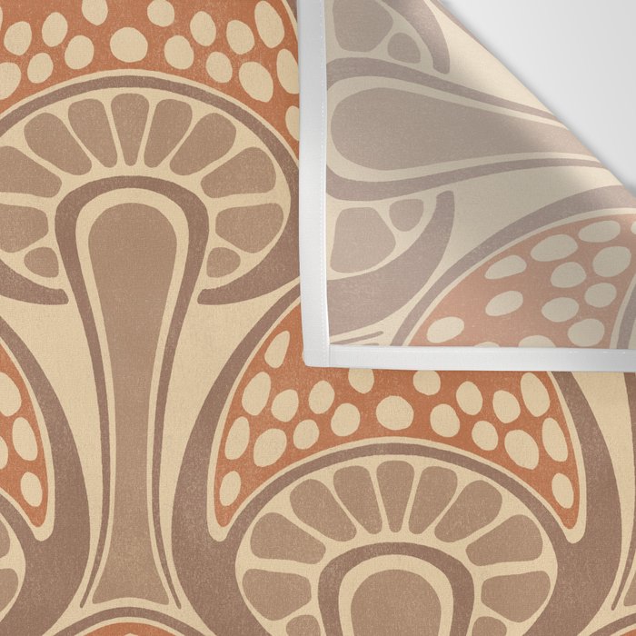 Art Nouveau Mushrooms - taupe and rust Wall Tapestry Gallery Image 3