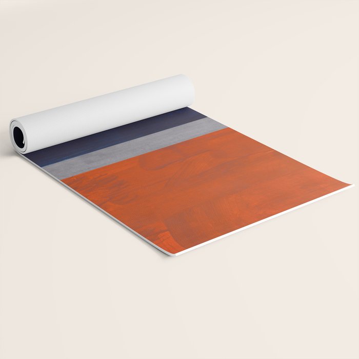 Minimalist Mid Century Rothko Color Field Navy Blue Dark Orange Grey Accent Square Color Block Yoga Mat Gallery Image 2
