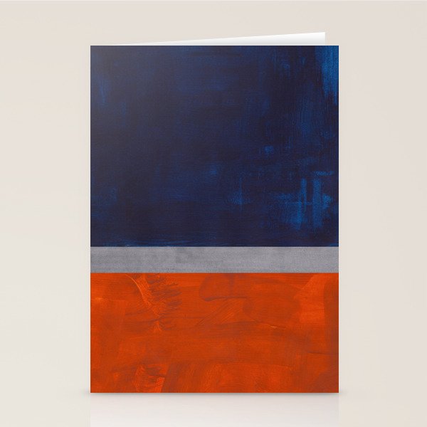 Minimalist Mid Century Rothko Color Field Navy Blue Dark Orange Grey Accent Square Color Block Stationery Card Gallery Image 2