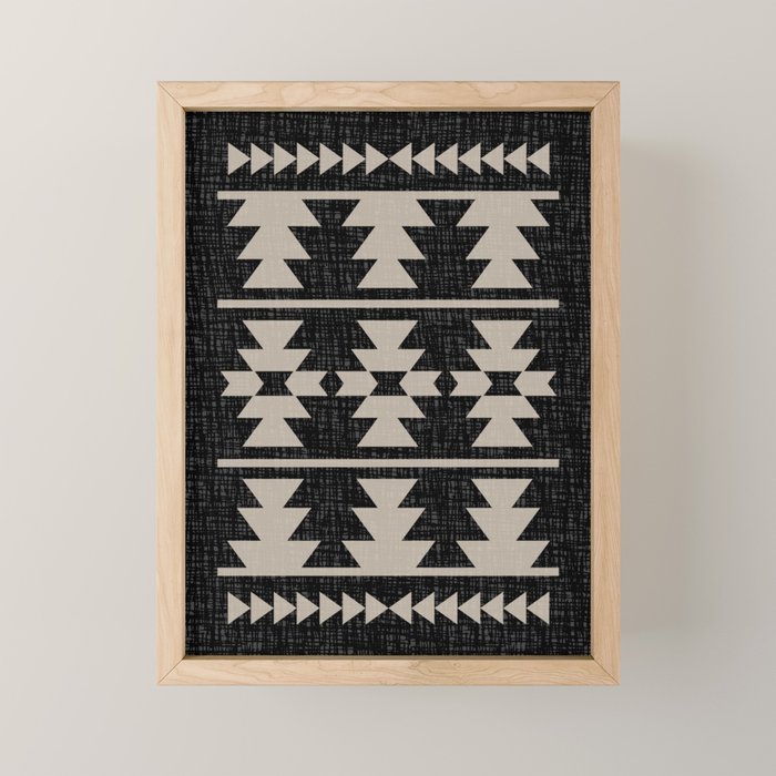 Southwestern Pattern 129 Black and Linen Mini Art Print Gallery Image 1