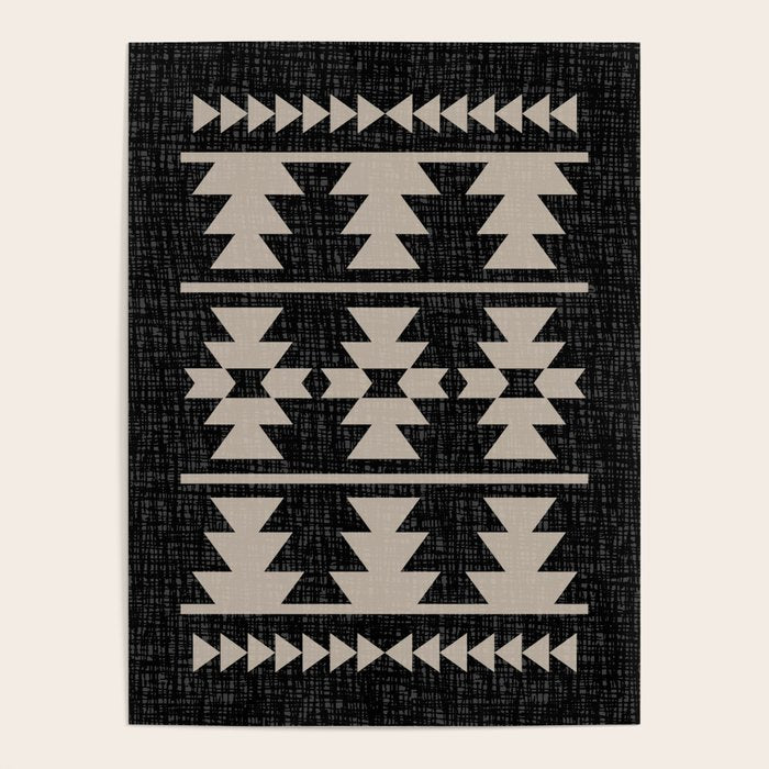 Southwestern Pattern 129 Black and Linen Poster Gallery Image 4