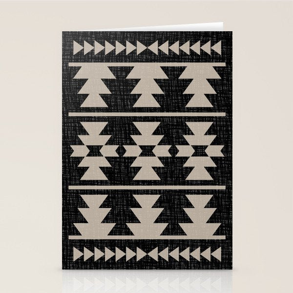 Southwestern Pattern 129 Black and Linen Stationery Card Gallery Image 1