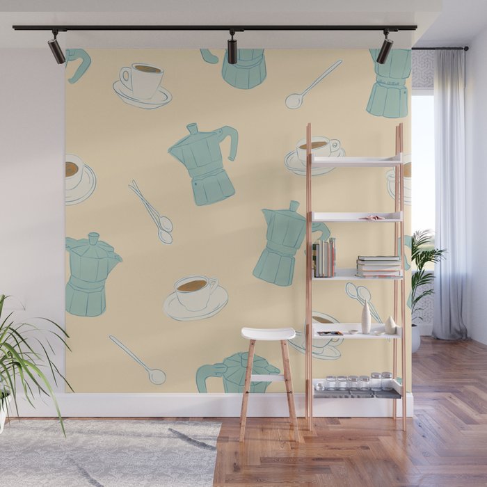 Moka Pots and Espresso Cups Wall Mural Gallery Image 1