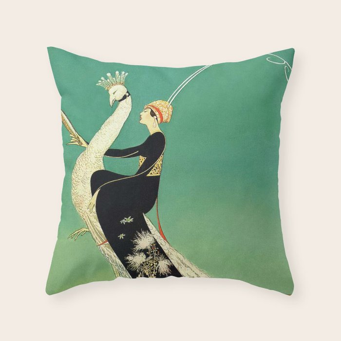 Vintage Magazine Cover - Peacock Throw Pillow Gallery Image 1
