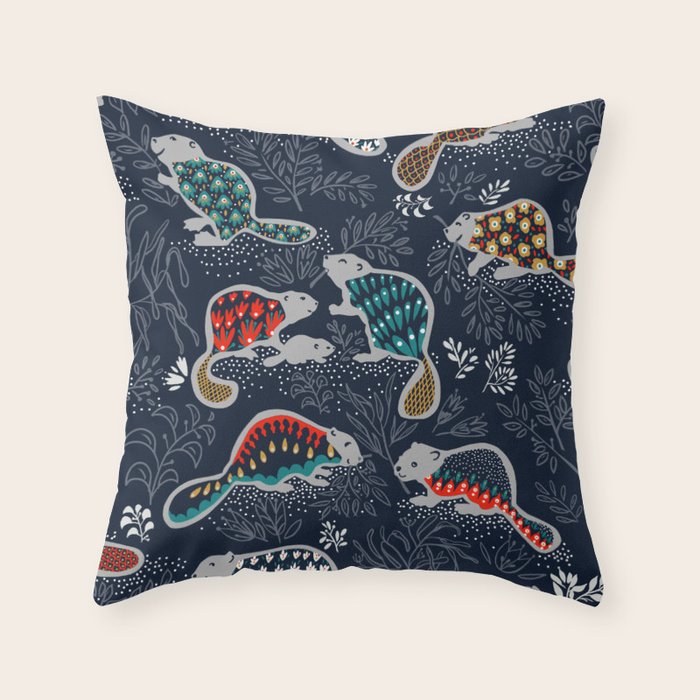 Beaver is back by night - Comeback Species Throw Pillow Gallery Image 6