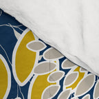 Floral Leaves and Blooms, Navy Blue, Yellow, Beige Comforter Gallery Image 4