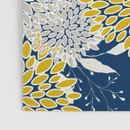 Floral Leaves and Blooms, Navy Blue, Yellow, Beige Poster Gallery Image 3