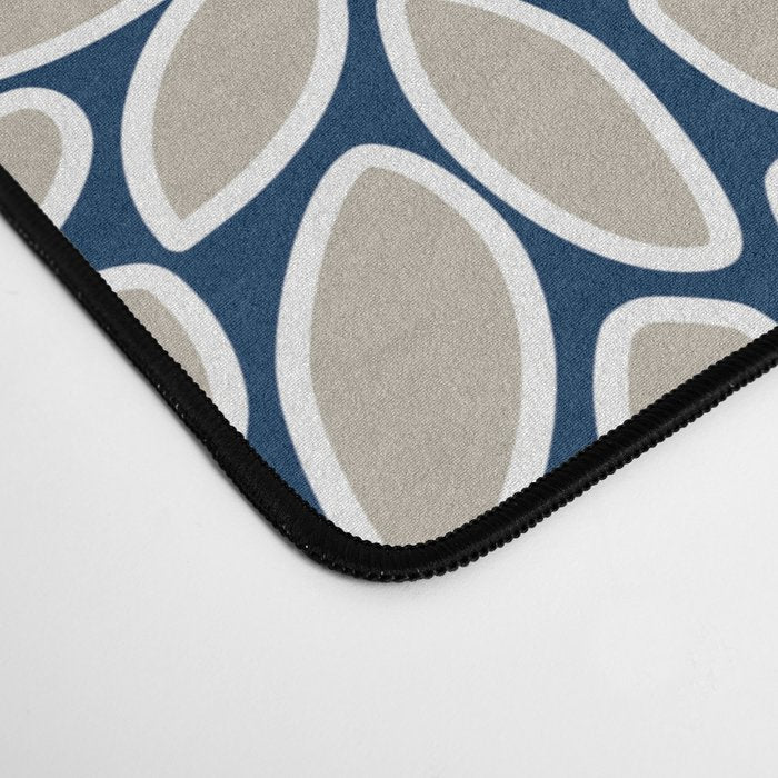 Floral Leaves and Blooms, Navy Blue, Yellow, Beige Desk Mat Gallery Image 4