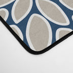 Floral Leaves and Blooms, Navy Blue, Yellow, Beige Desk Mat Gallery Image 4