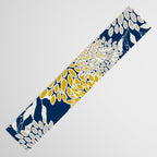 Floral Leaves and Blooms, Navy Blue, Yellow, Beige Table Runner Gallery Image 3