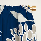 Floral Leaves and Blooms, Navy Blue, Yellow, Beige Window Curtain Gallery Image 2