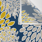 Floral Leaves and Blooms, Navy Blue, Yellow, Beige Wall Tapestry Gallery Image 3