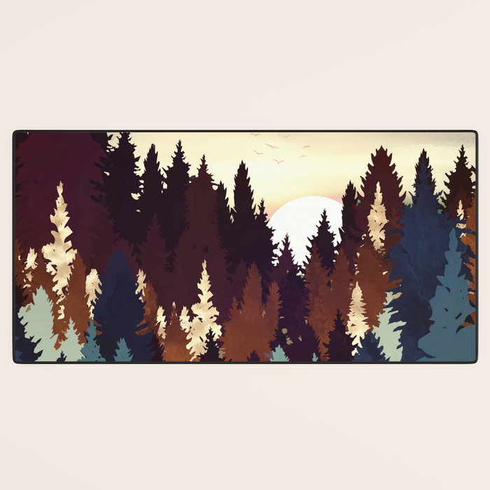 Autumn Forest Sunset Desk Mat Gallery Image 3