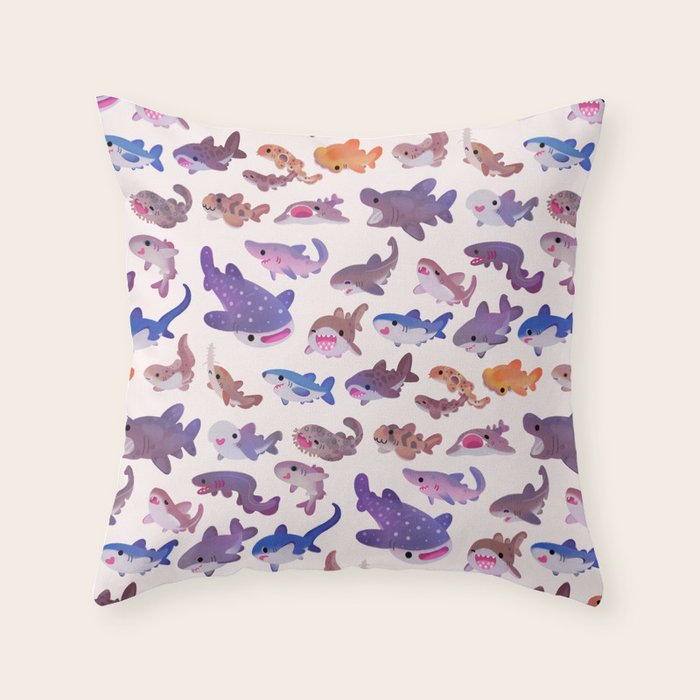 Shark day - pastel Throw Pillow Gallery Image 6