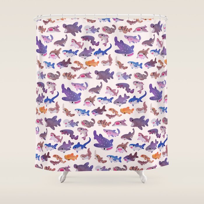 Shark day - pastel Shower Curtain Gallery Image 1